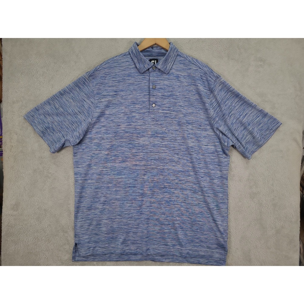 FootJoy‎ FJ Mens Golf Polo Shirt XL Blue Heathered Short Sleeve Performance